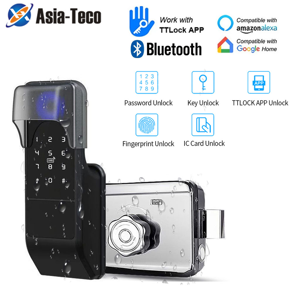 Smart Garden Gate Lock - IP65 Waterdicht TTLock Vingerafdruk Smart Deurslot